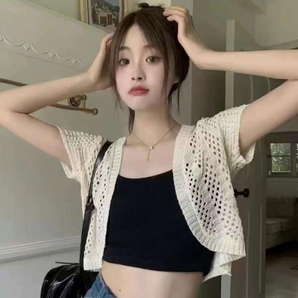 Hand-Crocheted Knit Vest Cardigan