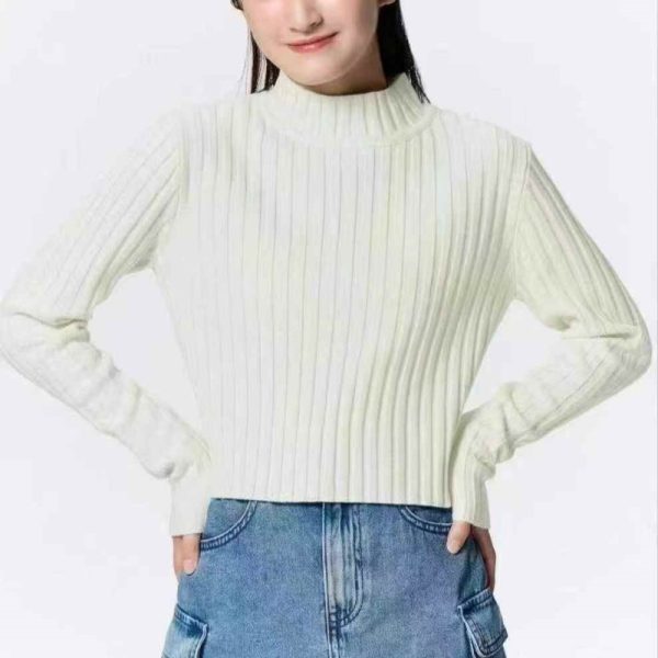 Gu Ribbed Crew Neck Knit Sweater