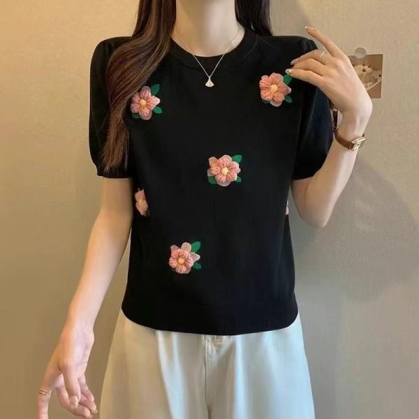 Summer knitted short-sleeve tops