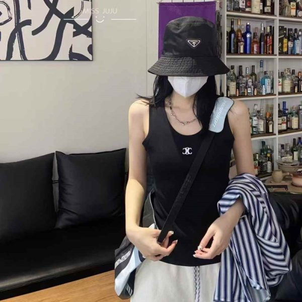 CELINE slim-fit embroidered tank tops