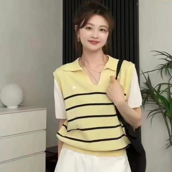 ayered‑look striped knit tops