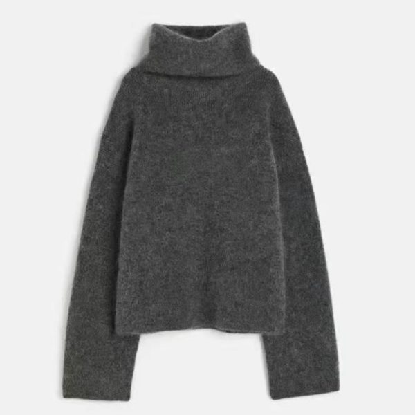 French-style turtleneck knit top