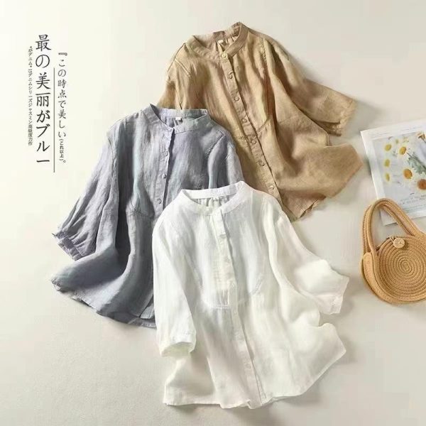 Women's cotton-linen tops